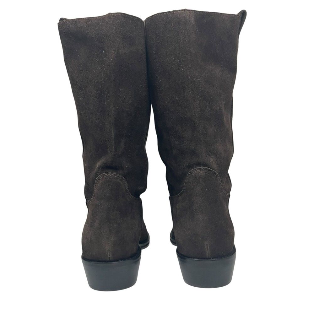 J Crew Brown Suede Mid Calf Pull On Leather Western Boots Ranch Luxe Womens 9 - Picture 10 of 14